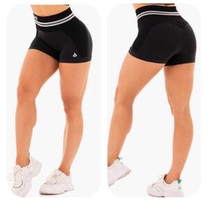Ryderwear Black High-Waist Bike Shorts with Contrast Waistband
